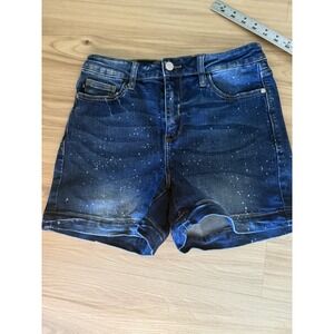 Judy Blue Ava Splattered High Rise Stretch Shorts Size M Blue JB150081 Boutique